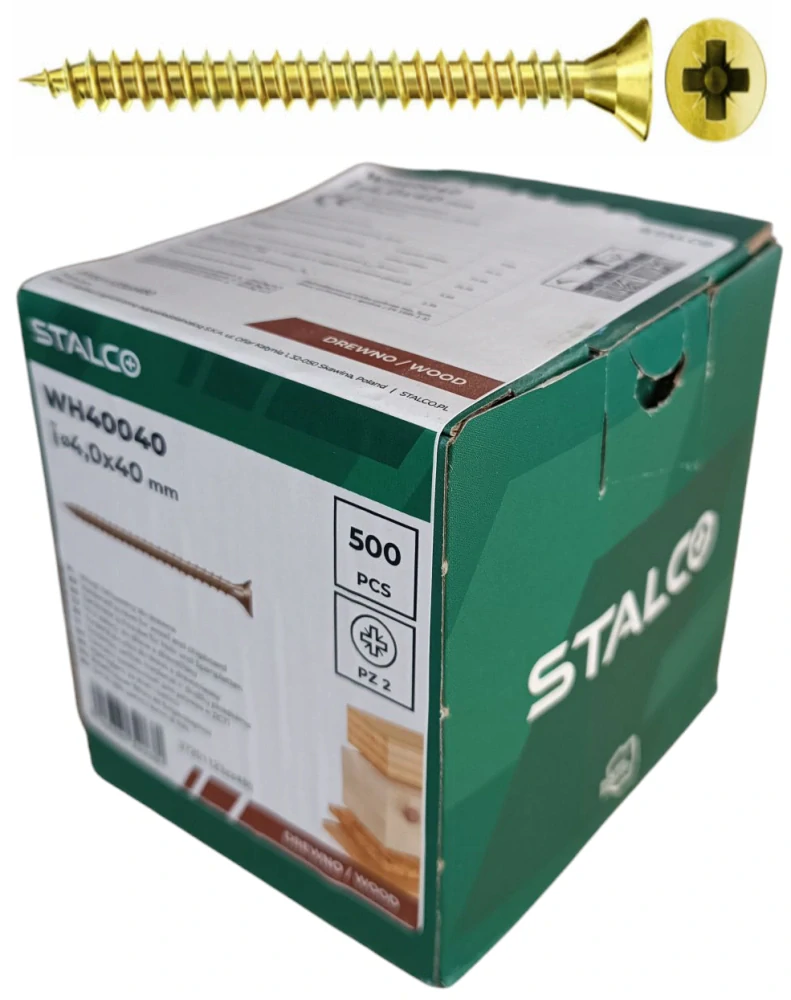 Skrutky samorezné 4x40 mm PZ2 celozávit – STALCO, 500 ks
