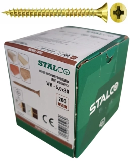 Skrutky samorezné 6x30 mm PZ3 celozávit – STALCO, 200 ks