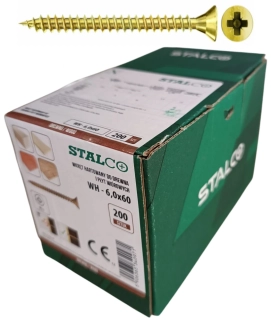 Skrutky samorezné 6x60 mm PZ3 celozávit – STALCO, 200 ks
