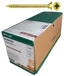 Skrutky samorezné 6x200 mm PZ3 čiastočný závit – STALCO, 100 ks