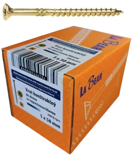 Konštrukčná skrutka TORX 5x50 mm – žltý zinok, 200 ks
