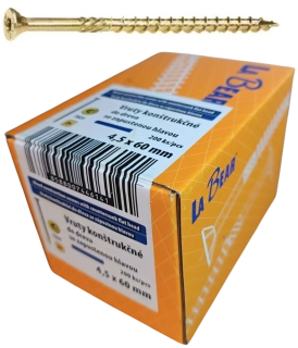 Konštrukčná skrutka TORX 4,5×60 mm – žltý zinok, 200 ks