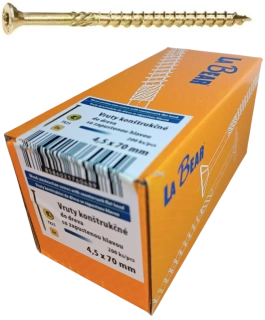 Konštrukčná skrutka TORX 4,5×70 mm – žltý zinok, 200 ks
