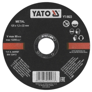 Rezný kotúč na kov 125 x 1,2 x 22 mm YATO YT-5923