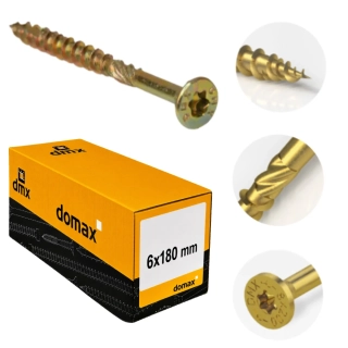 6x180mm 100ks Skrutky do dreva CS - zápustná hlava TORX Domax